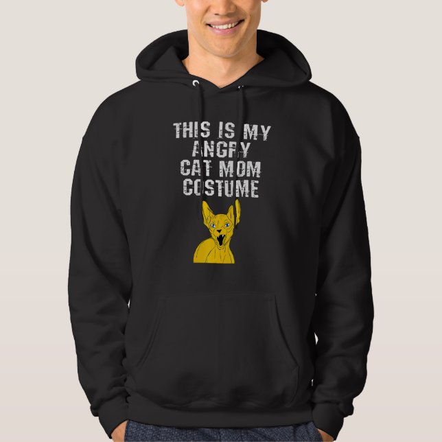 My Angry Cat Mum Costume Sphynx Retro 80s Eighties Hoodie (Front)