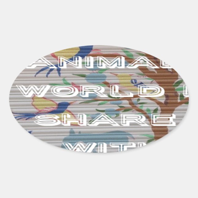 My Animal World: Beautiful Tree and Bird Design Oval Sticker (Front)