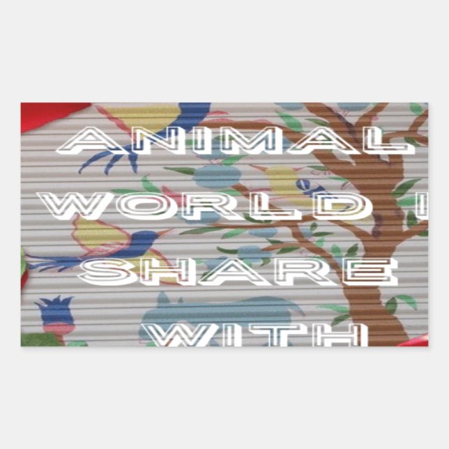 My Animal World: Beautiful Tree and Bird Design Rectangular Sticker (Front)