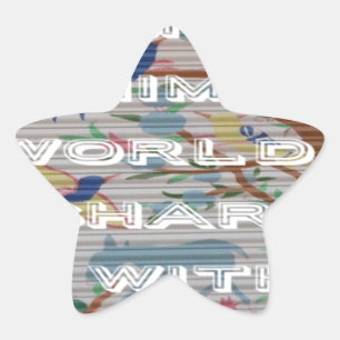 My Animal World: Beautiful Tree and Bird Design Star Sticker
