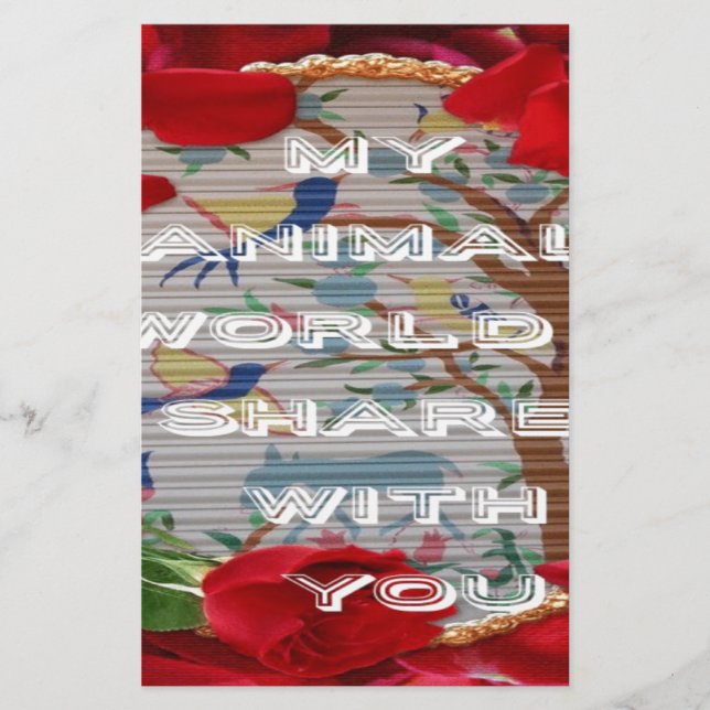 My Animal World: Beautiful Tree and Bird Design Stationery (Front)