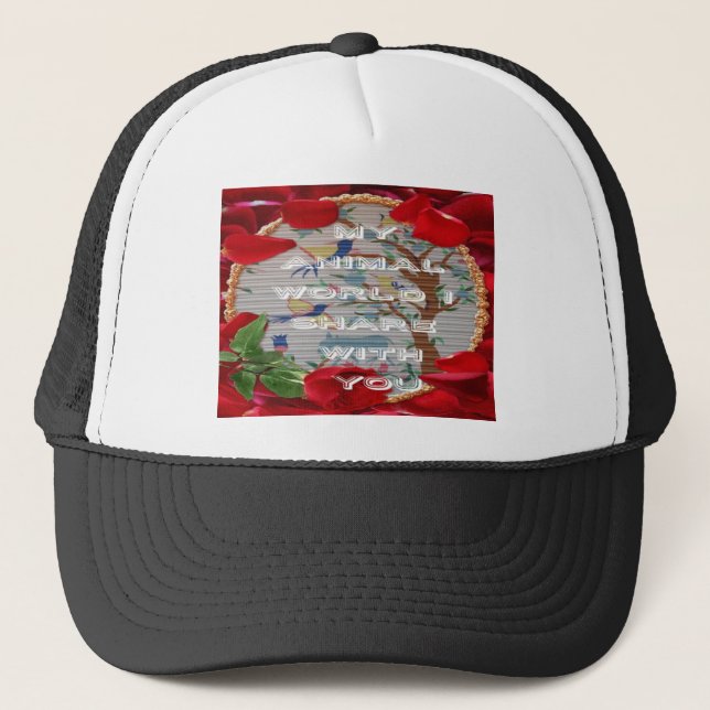 My Animal World: Beautiful Tree and Bird Design Trucker Hat (Front)