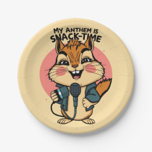My Anthem Is Snack-Time Funny Punk Squirrel Microp Paper Plate