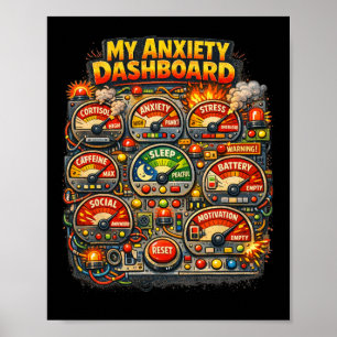 My Anxiety Dashboard Funny Mental Health Humour Lo Poster