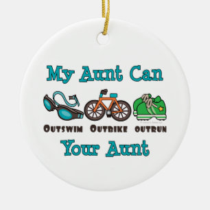My Aunt Can Outswim Outbike Outrun Triathlon Ornam Ceramic Tree Decoration