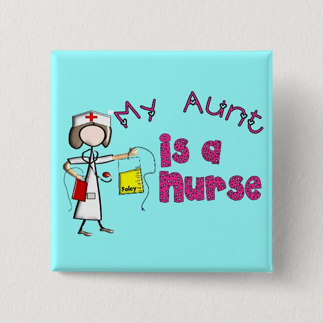 "My Aunt is a Nurse" Kids T-Shirts 15 Cm Square Badge (Front)