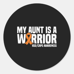 My Aunt Is A Warrior Orange Ribbon Rsdcrps Awarene Classic Round Sticker