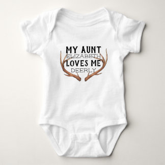 my aunt loves me, aunt shirt, deer antlers baby bodysuit