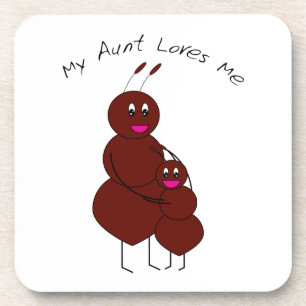 My Aunt Loves Me Cute Ant Pun Cartoon Coaster