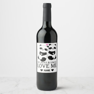 My Aunt & Uncle Love Me -Panda Wine Label