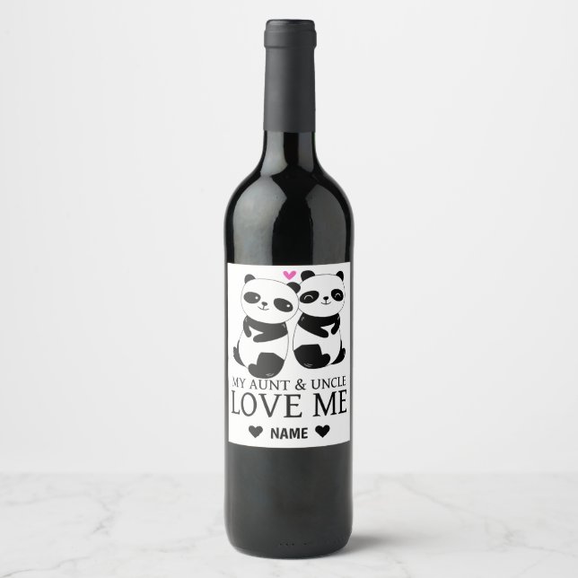 My Aunt & Uncle Love Me -Panda Wine Label (Front)