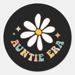 My Auntie Era Lover Groovy Retro Aunt Mothers Day  Classic Round Sticker