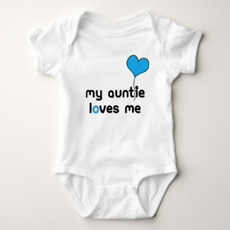 My Auntie loves me Bright Blue Heart Balloon Baby Bodysuit