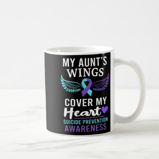 My Aunt's Wings Cover Heart Suicide Awareness Ribb Coffee Mug (Right)