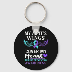 My Aunt's Wings Cover Heart Suicide Awareness Ribb Key Ring
