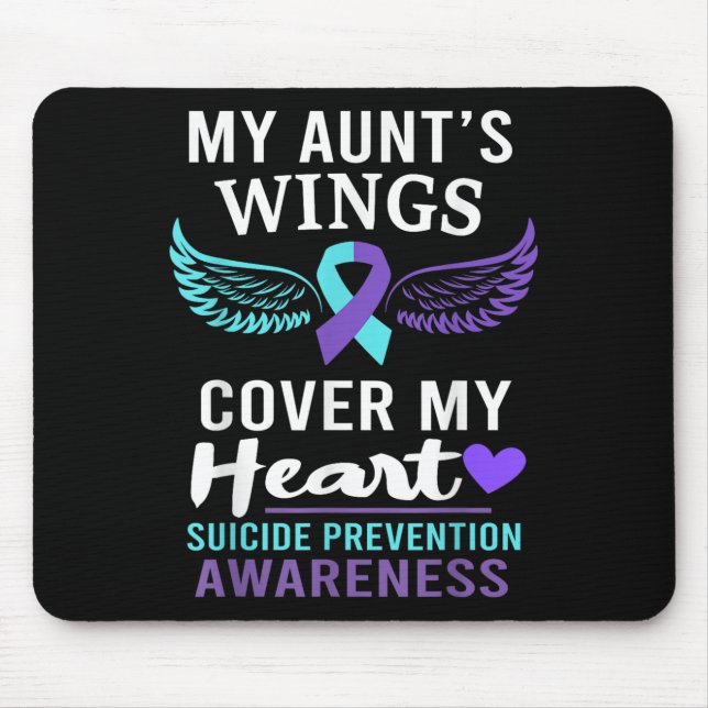 My Aunt's Wings Cover Heart Suicide Awareness Ribb Mouse Mat (Front)