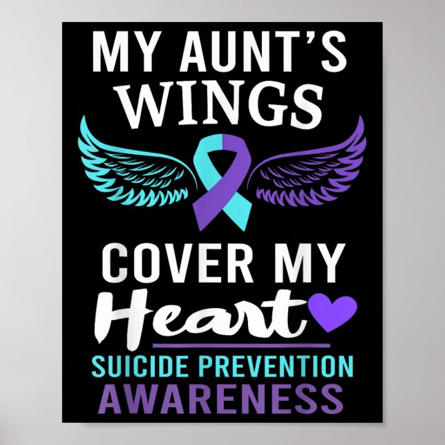 My Aunt's Wings Cover Heart Suicide Awareness Ribb Poster (Front)