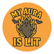 MY AURA IS LIT – Funny Halloween Ghost Sticker