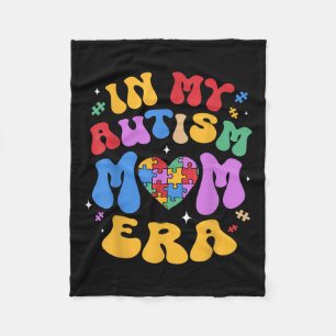 My Autism Mum Autism Awareness Groovy Retro Vintag Fleece Blanket