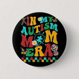 My Autism Mum Era Groovy Puzzle Piece Retro Mother 6 Cm Round Badge