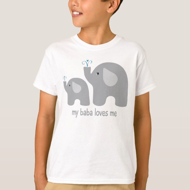 My Baba Loves Me - Cute Elephant Shirt for Kids (Front)
