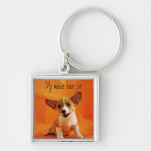 My babies have fur dog, cute puppies, puppy key ring