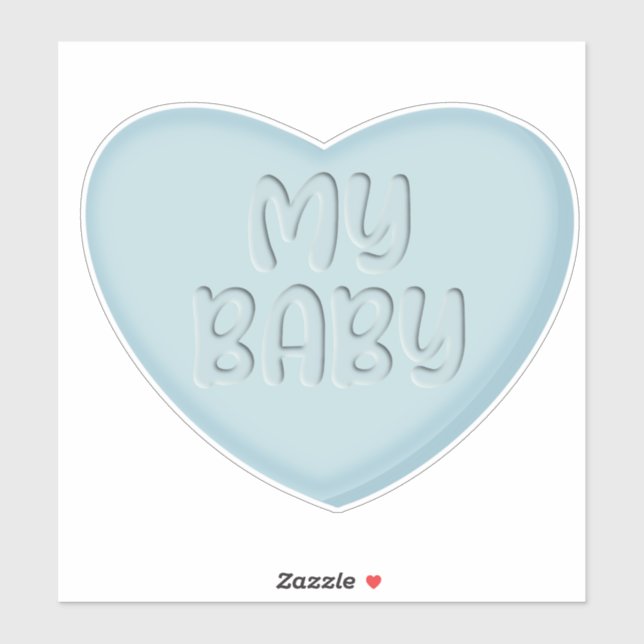 My Baby Pastel Blue Candy Heart Sticker (Sheet)
