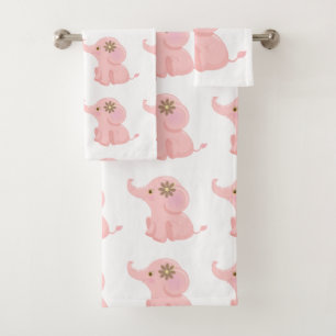 My Baby Pink Elephant Bath Towel Set