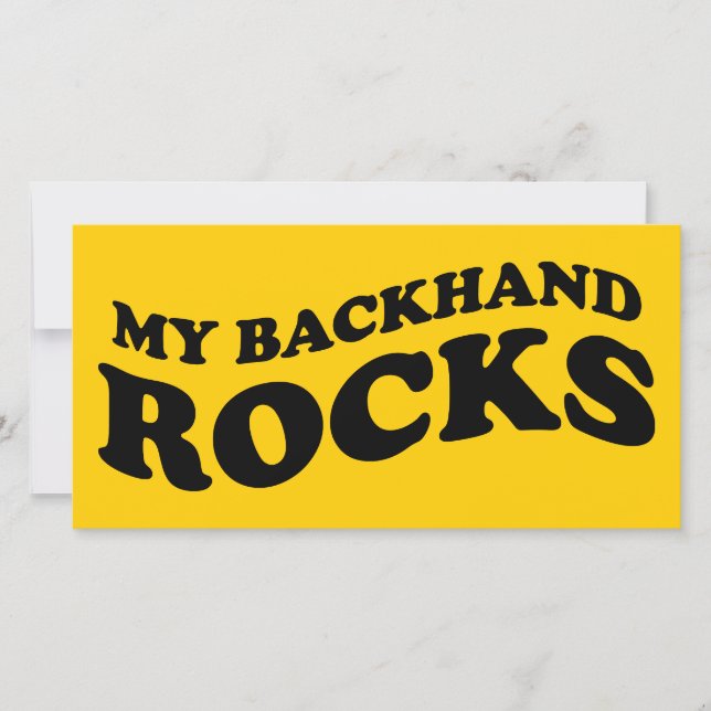 My backhand rocks tennis photo card (Front)