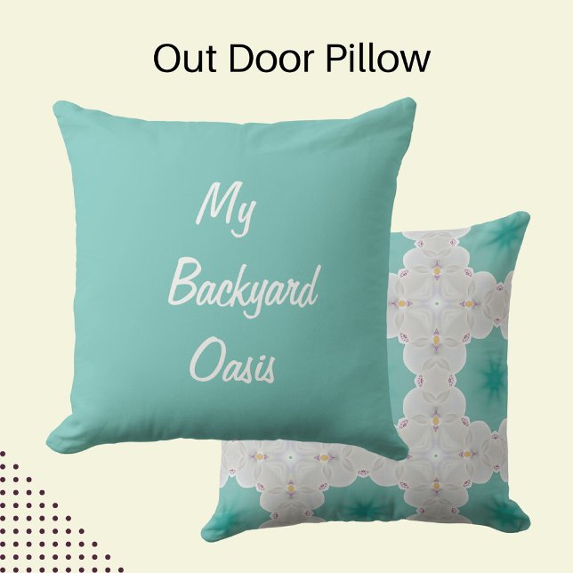 My Backyard Oasis Aqua Blue Background Cushion (Creator Uploaded)