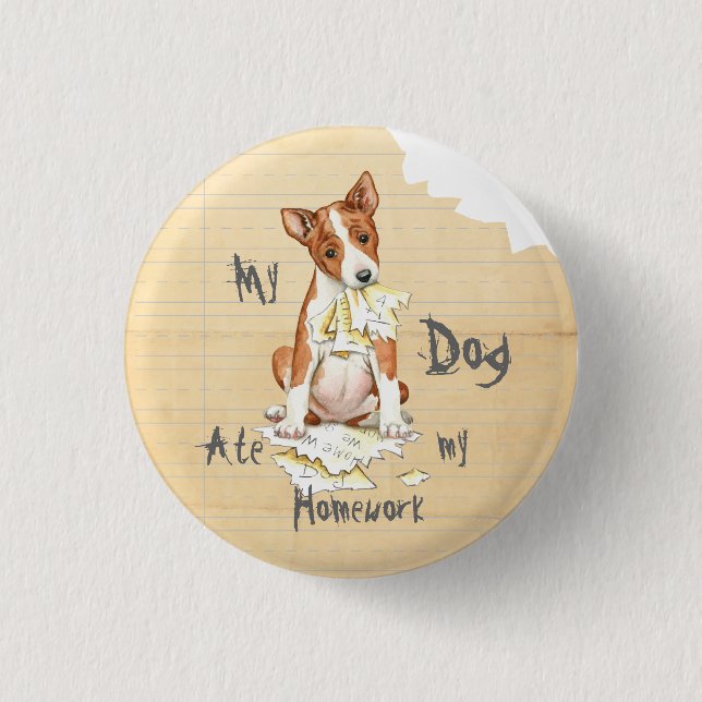 My Basenji Ate My Homework 3 Cm Round Badge (Front)
