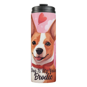 My Basenji Dog Is My Valentine Personalised Name Thermal Tumbler
