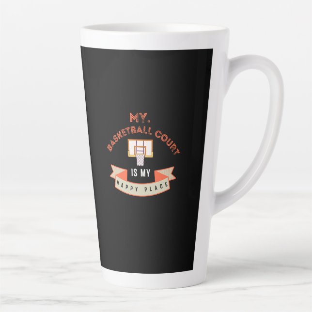 My basketball court is my happy place latte mug (Right)