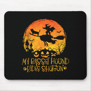 My Basset Hound Rides Shotgun Dog Halloween Costum Mouse Mat