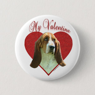 My Basset Hound Valentine 6 Cm Round Badge