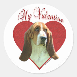 My Basset Hound Valentine Classic Round Sticker