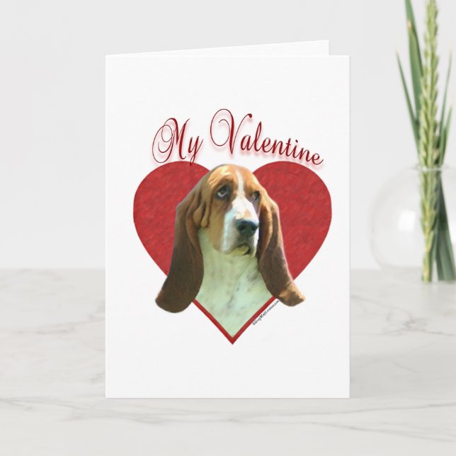 My Basset Hound Valentine Holiday Card (Front)