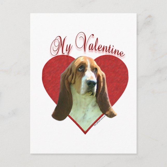 My Basset Hound Valentine Holiday Postcard (Front)