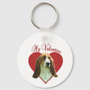 My Basset Hound Valentine Key Ring
