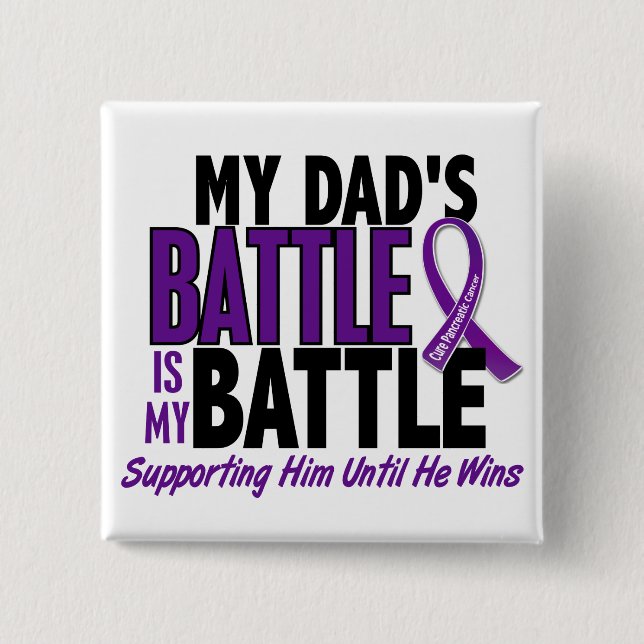 My Battle Too Dad Pancreatic Cancer 15 Cm Square Badge (Front)
