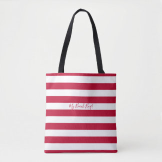 My Beach Bag Red White Stripes All Over Print Tote