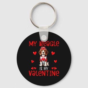 My Beagle Is My Valentine Hearts Costume Single Ow Key Ring