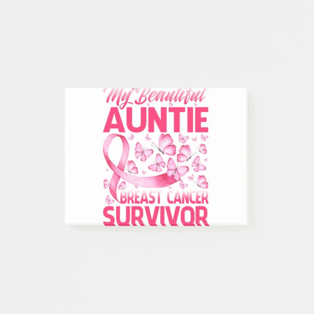 My Beautiful Auntie Breast Cancer Survivor Butterf Post-it Notes (Front)