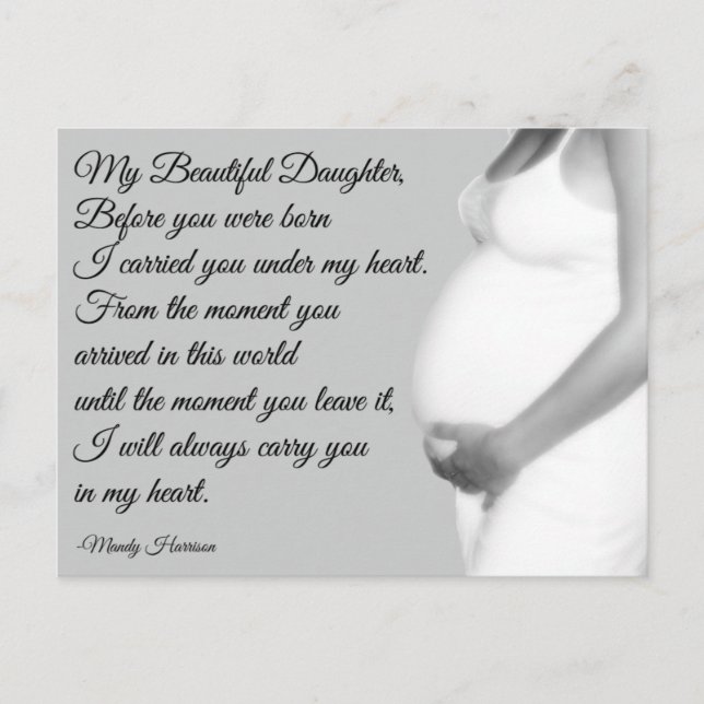 My Beautiful Daughter From Mum Motherhood Quote Postcard (Front)