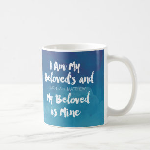 My Beloved Is Mine Blue Watercolor Personalised Coffee Mug
