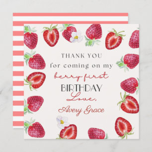 My Berry First Birthday Cute Strawberry Thank You
