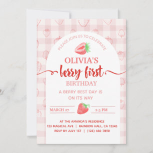 My Berry First Birthday strawberry fruit Invitation