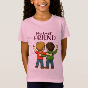 My Best Friend Cute Cartoon Design Girls Fine T-Shirt