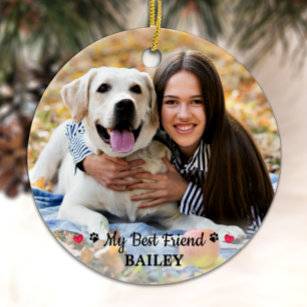 My Best Friend Dog Lover Keepsake Custom Pet Photo Ceramic Tree Decoration