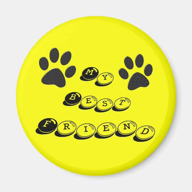 My Best Friend Dog Paws Polka Dot on yellow Magnet (Front)